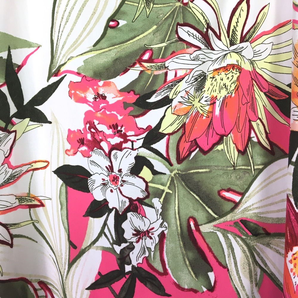 Chico's Maui Trail Primordial Forest Floral Poncho Top L/XL Pink Green - Picture 4 of 7